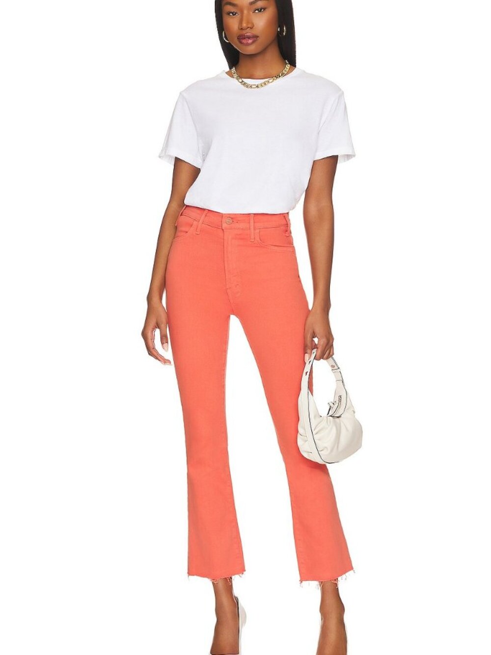 MOTHER The Hustler Ankle Fray Salmon Kick Flare Jeans Sz 24